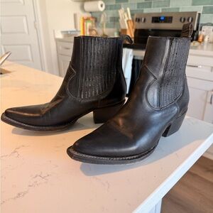 Frye Black Leather Western Chelsea Ankle Boots